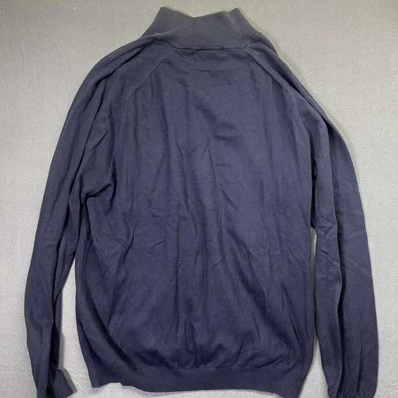 Eddie Bauer Supima Pima Cotton 1/4 Zip Sweater Mens L Tall Navy preppy Lite 1552 - Picture 6 of 7